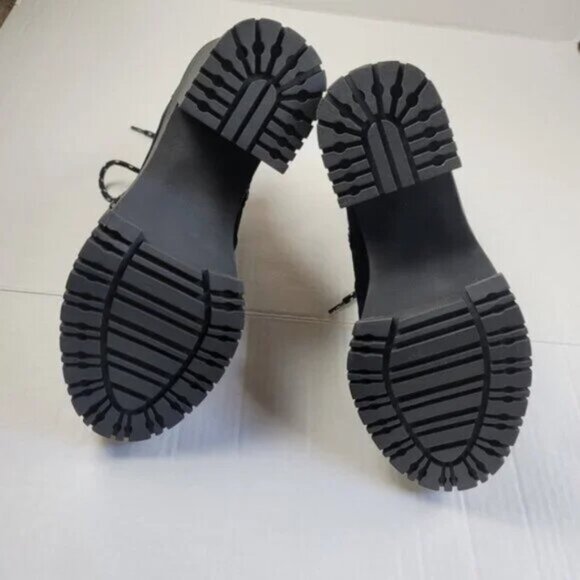 Chelsea & Violet Zaira Black Suede Platform Ankle Boots Chunky Heel Booties NWT - Picture 8 of 10